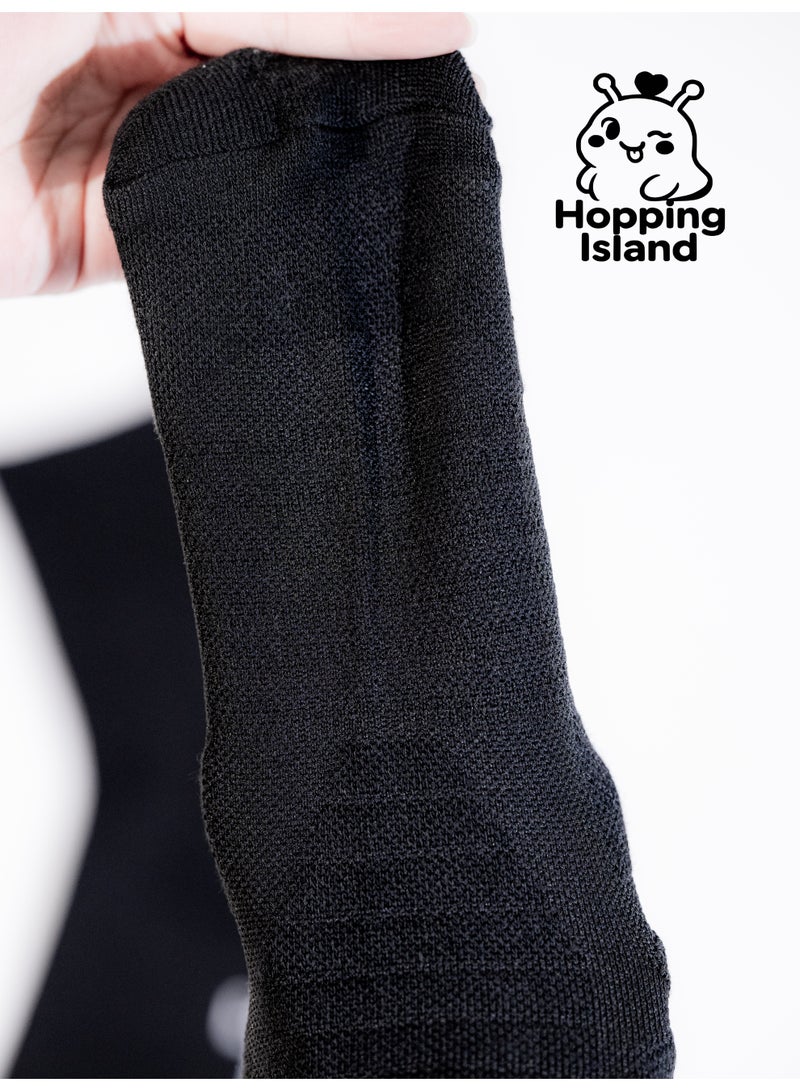 Hopping Island SOC Black Basketball Crew Socks - Image 4